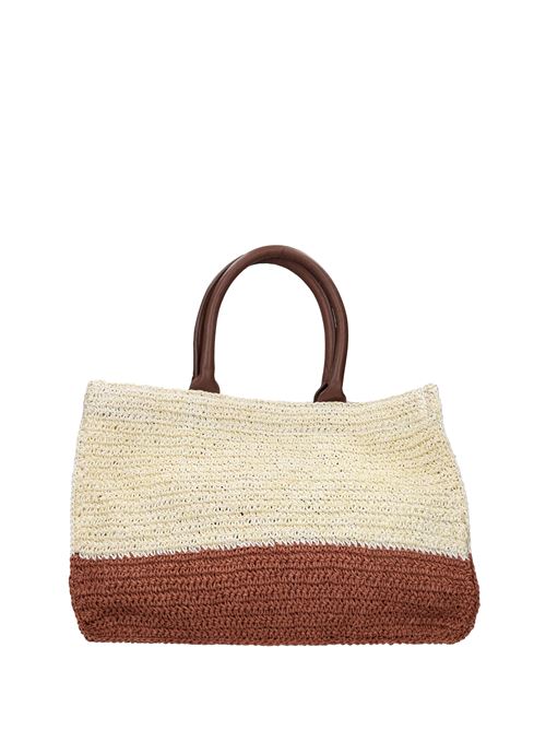 Borsa Saint Tropez in rafia e pelle DE SIENA | 3003AOFF WHITE-MARRONE
